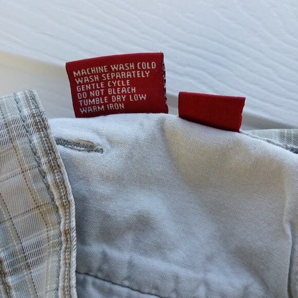 Reunion Herb Tan Plaid Cotton Shorts Men's 36 chino bermuda EUC casual pockets - Picture 7 of 12